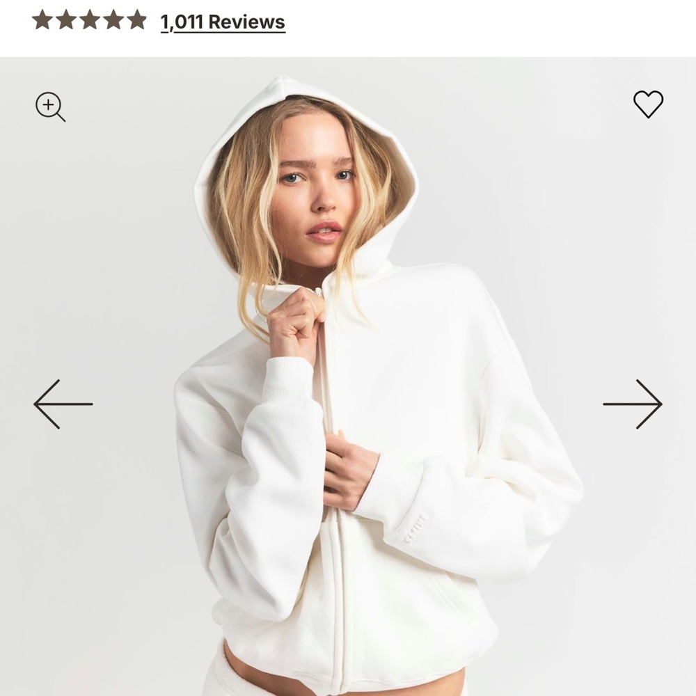 Skims Cotton Fleece Zip Up Hoodie Marble Size XS
